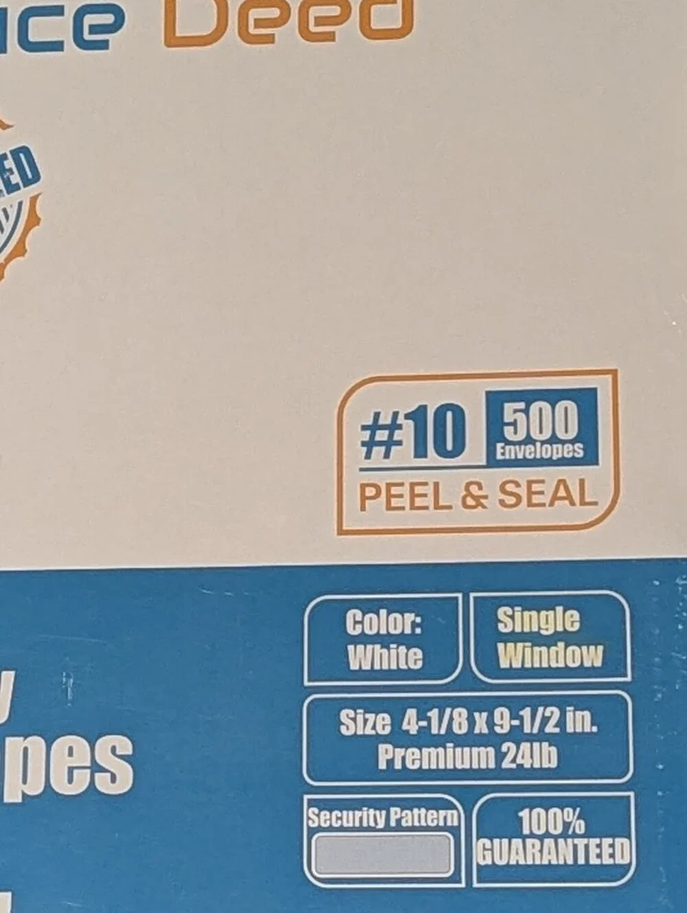 500 Office Deed #10 Security Left Window Envelopes 4 1/8